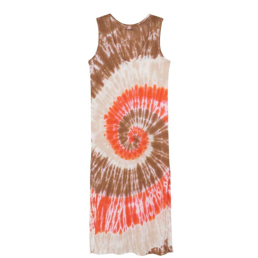 NEW KUJTEN women's ramo sunny tie dye maxi dress in kaki rose